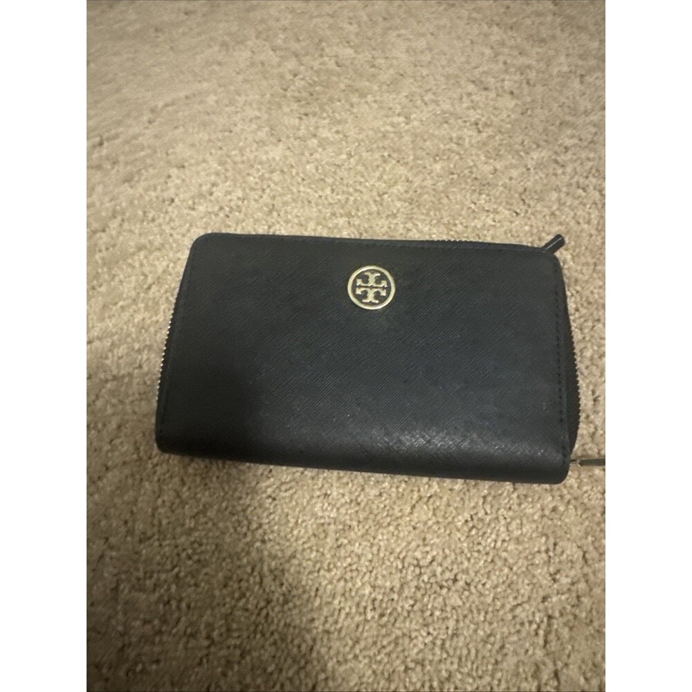 TORY BURCH EMERSON Black CONTINENTAL ZIP WALLET AUTHENTIC